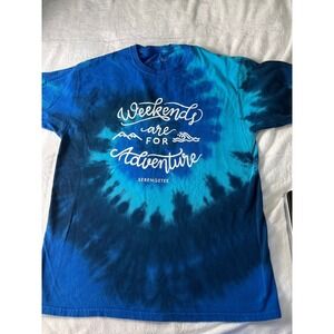 Serengetee Mens Weekends Are For Adventure Tie Dye T-Shirt Blue Lrg Graphic Tee